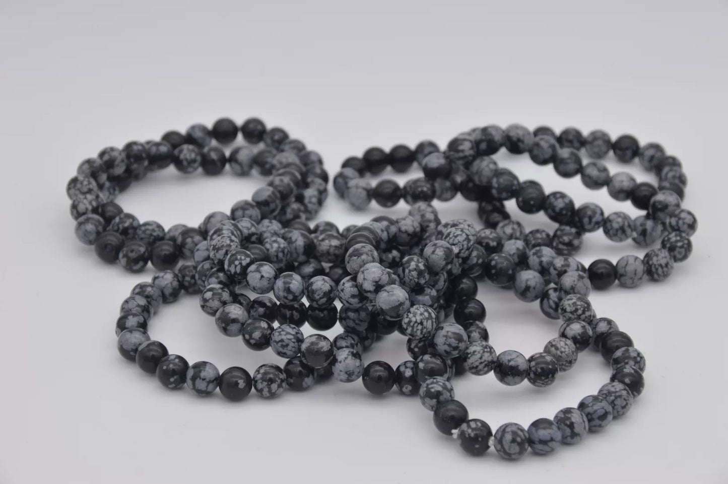 Natuursteen armband Obsidiaan sneeuwvlok