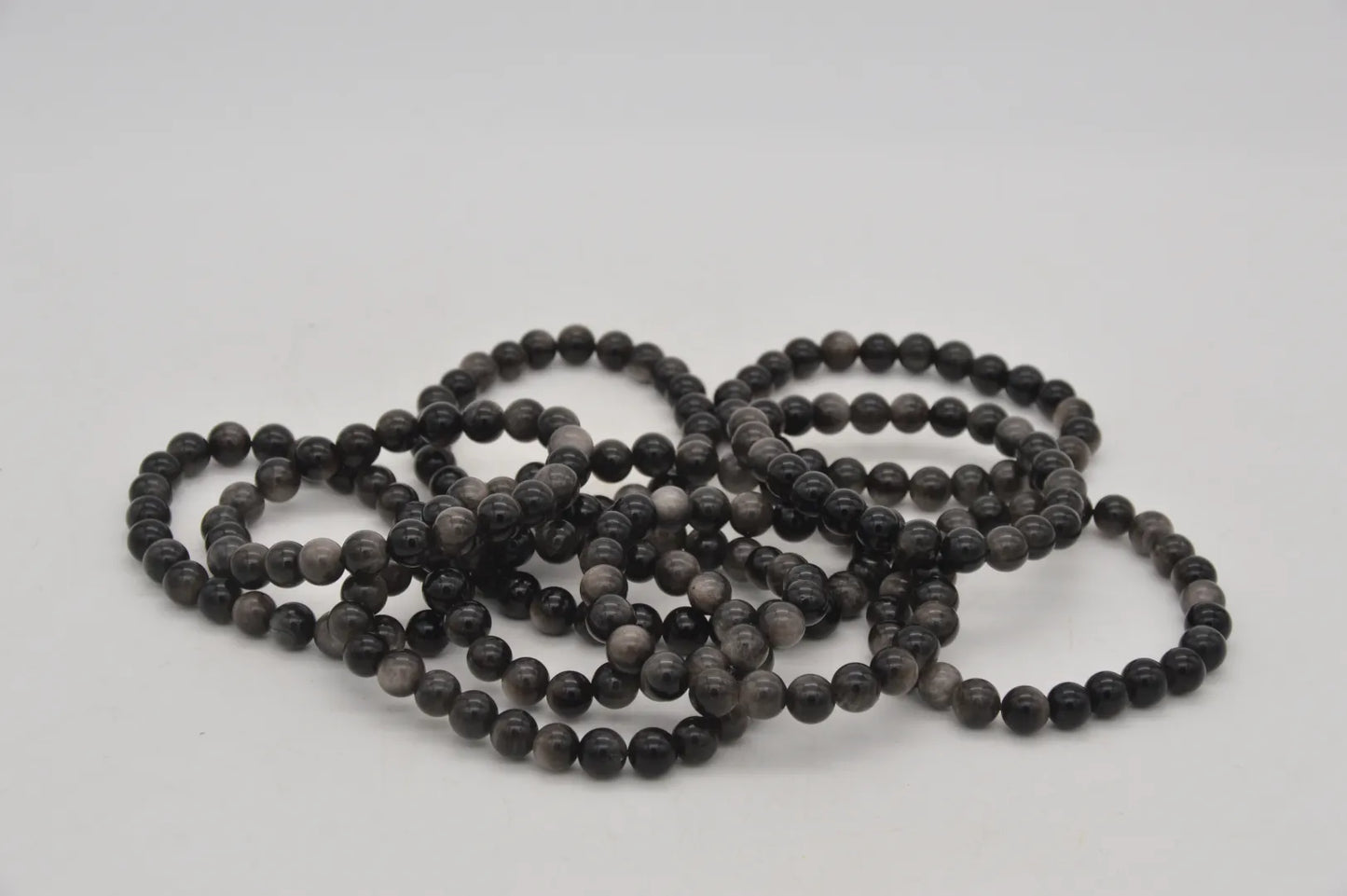 Natuursteen armband Obsidiaan zilver